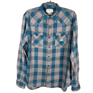 Denim & Supply Ralph Lauren Shirt Mens XL Western Plaid Pearl Snap Long Sleeve